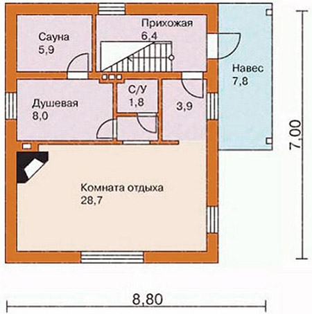 Схема баньки 7х9 м