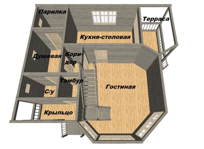 баня с кухней и спальней