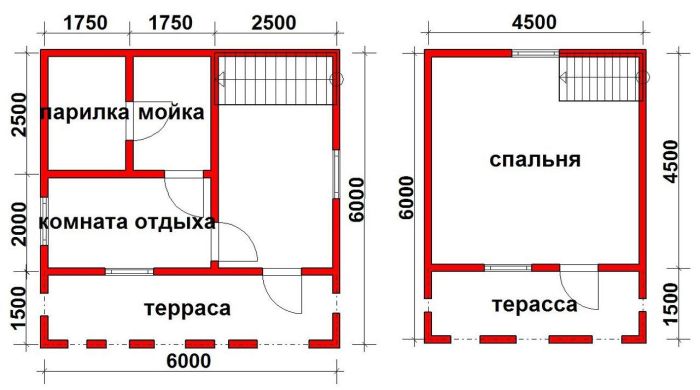 баня с комнатой отдыха и спальней